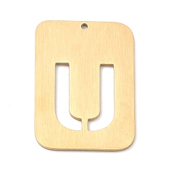 Letter U Ionenbeschichtung (IP) 304 Edelstahlanhänger, Rechteck mit Alphabet, hohl, letter.u, 32x22x1 mm, Bohrung: 1.5 mm