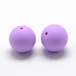 Medium Purple Food Grade Eco-Friendly Silicone Beads, Round, Medium Purple, 12mm, Hole: 2mm