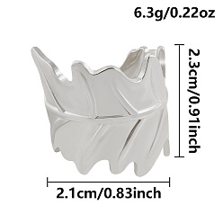 Нержавеющая Сталь Цвет 304 открытые кольца-манжеты из нержавеющей стали для женщин, лист, цвет нержавеющей стали, 23 мм, внутренний диаметр: 21 мм