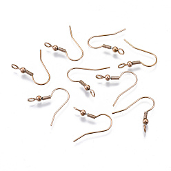 Rose Gold 304 Stainless Steel Earring Hooks, Ear Wire, with Vertical Loop, Rose Gold, 19~21x18mm, Hole: 2.5mm, 21 Gauge, Pin: 0.7mm