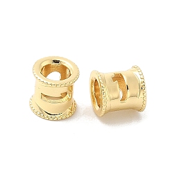 Настоящее золото 18K Латуни европейского бисера, трубка с цифрами 1, большое отверстие шарик, реальный 18 k позолоченный, 8x6.5 мм, отверстие : 4.5~5 мм