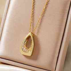 Золотой Элегантные латунные ожерелья с подвесками в форме слезы из прозрачных кубических цирконий с микропаве для повседневного ношения, золотые, 15.75 дюйм (40 см)