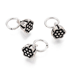 Античное Серебро 925 Подвески из стерлингового серебра в виде стручка лотоса, с печатью 925, античное серебро, 5.8x5.3x6.5 мм, Перейти кольцо: 5x0.5 мм, внутренний диаметр: 4 мм