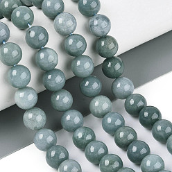 Бирманский Нефрит Естественный жадеит бисер пряди, круглые, 8 мм, отверстие : 1~1.2 мм, около 47 шт / нитка, 14.96 дюйм (38 см)