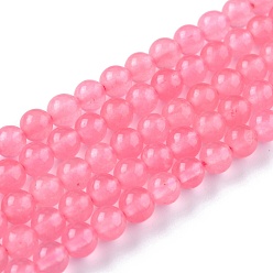 Бледно-Розовый Натуральный белый нефритовые четки, круглые, окрашенные, розовый жемчуг, 6 мм, отверстие : 1 мм, около 58~61 шт / нитка, 37.5~38.5 см