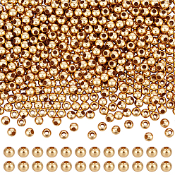 Настоящее золото 18K 304 из нержавеющей стали бусы, круглые, реальный 18 k позолоченный, 4x3.5 мм, отверстие : 1.6 мм, около 500 шт / упаковка, 1 сумка