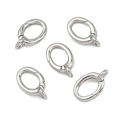 Platinum SHEGRACE Brass Spring Gate Rings, Oval, Cadmium Free & Lead Free, Long-Lasting Plated, Platinum, 15x9x5mm, Hole: 2mm
