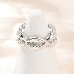 Платина Латунные регулируемые манжеты для женщин, формы раковины, без кадмия и без свинца, стойки покрытие, долговечный, платина, 8 мм, внутренний диаметр: регулируемый