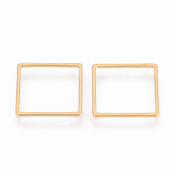 Золотой 304 из нержавеющей стали связывание кольцо, квадратный, золотые, 16x16x0.8 мм