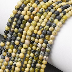 Желтая Бирюза(яшма) Бусы из натуральной желтой бирюзы (яшмы), круглые, 3~3.5 мм, отверстие : 0.7 мм, около 135~139 шт / нитка, 14.76''~14.96'' (37.5~38 см)