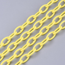 Желтый Непрозрачные акриловые кабельные цепи, лошадиный глаз , желтые, 13x8x2 мм, 18.5 дюйм ~ 19.29 дюйм (47~49 см) / нить