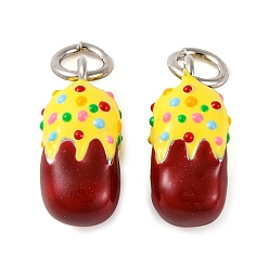 Платина Стойки обшивки латунные подвески, с эмалью и кольцом для прыжков, долговечный, конфетное очарование, платина, 14x6.5 мм, отверстие : 3 мм