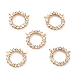 Настоящее золото 18K Латунные микро проложить кубического циркония подвески, долговечный, без кадмия и без свинца, кольцо, реальный 18 k позолоченный, 16x15.5x2.5 мм, отверстие : 0.8 мм