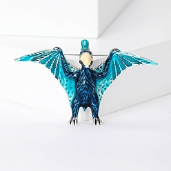 Морской Синий Эмалевые булавки птерозавров, старинные серебряные броши для рюкзака, Marine Blue, 41.5x68.5 мм