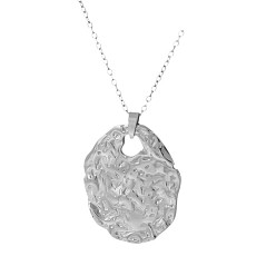 Серебро 304 Овальные ожерелья с текстурированной нержавеющей сталью для женщин, серебряные, 17.72 дюйм (45 см)