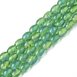 Средний Бирюзовый Прозрачные треск стекла бисер нитей, овальные, средне бирюзовый, 8x5.5~6 мм, отверстие : 1 мм, около 100 шт / нитка, 31.4 дюйм