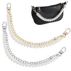 Платиновый & Золотой 4 шт. 2 цвета АБС искусственный жемчуг бусины мобильные ремешки, с железной цепочкой и застежкой из сплава, платиной и золотом, 297 мм, 2 шт / цвет