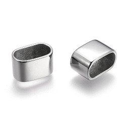 Нержавеющая Сталь Цвет Не тускнеет 304 подвески-слайдеры из нержавеющей стали/бусины-слайдеры, для изготовления кожаных браслетов, прямоугольные, цвет нержавеющей стали, 9x14.5x9.5 мм, отверстие : 12.5x7 мм