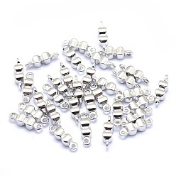 Real Platinum Plated Brass Links connectors, Cadmium Free & Nickel Free & Lead Free, Bowknot, Real Platinum Plated, 9x2.5x2.5mm, Hole: 0.7mm