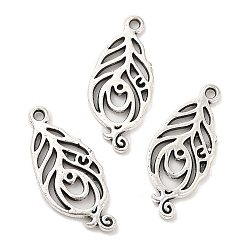Antique Silver Tibetan Style Alloy Pendants, Leaf, Antique Silver, 24x10.5x1.5mm, Hole: 1.5mm, about 1041pcs/1000g