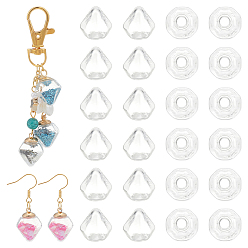 Алмаз Прозрачные стеклянные бутылки для контейнеров для бусин, без крышки, алмаз, 1.6x1.5x0.45 см