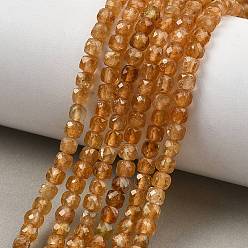 Tourmaline Natural Yellow Tourmaline Beads Strands, Faceted, Cube, 3.5~4.5x4~4.5x4~4.5mm, Hole: 0.6~0.8mm, about 99~104pcs/strand, 15.43''(39.2cm)~15.55''(39.5cm)