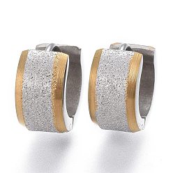 Золотой & Цвет Нержавеющей Стали Фактурные 304 серьги-кольца из нержавеющей стали, кольцо, золотые и нержавеющая сталь цвет, 12.5x13x7 мм, штифты : 1 мм