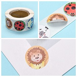 Other Animal Self-Adhesive Paper Stickers, Gift Tag, for Party, Decorative Presents, Round, Colorful, Animal Pattern, 25mm, 500pcs/roll