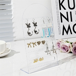 Прозрачный 7-уровневые акриловые наклонные стенды для сережек, арка в форме буквы L, прозрачные, 13.5x23.5 см