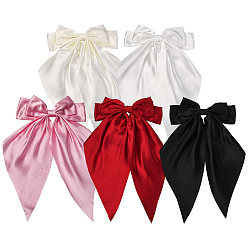 (52) Непрозрачная лаванда 5 шт. 5 цветные заколки для волос из полиэстера с бантом, с железным зажимом, аксессуары для волос для женщин девушка, разноцветные, 390~400x190x25 мм, 1 шт / цвет