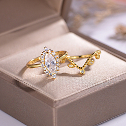 Золотой Кольца из латуни с микропаве из кубического циркония для женщин, золотые, размер США 8 (18.1 мм)