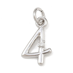 Платина Латунные микропаве прозрачные кубические циркониевые подвески, число 4, с целью перехода в кольце, без кадмия и без свинца, стойки покрытие, долговечный, платина, 14~15x4.5~11x2 мм, отверстие : 3 мм