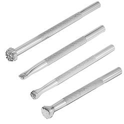 Platinum 4Pcs 4 Styles DIY Alloy Leathercraft Stamps, Leather Tool, Platinum, 102~109x7~13x6.5~11mm, 1pc/style