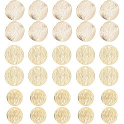 Настоящее золото 24K 30шт 3 стили латунные подвески для разъемов, долговечный, изогнутые плоские круглые, реальный 24 k позолоченный, 14~18x1 мм, отверстие : 1.2~1.5 мм, 10 шт / стиль