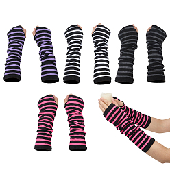 (52) Непрозрачная лаванда 4 пар 4 цветов акриловые волокна полоски перчатки без пальцев, разноцветные, 320x80x6 мм, 1 пара / цвет