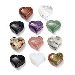 Mixed Stone Natural & Synthetic Mixed Stone Beads, Love Heart, Mixed Dyed and Undyed, 11x12~13x8mm, Hole: 1.4~1.8mm