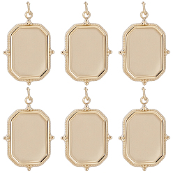 Chapado en Oro Real de 14K 6 piezas 304 engastes de cabujón colgante de acero inoxidable, con anillos de salto, Rectángulo, real 14 k chapado en oro, Bandeja: 14.5x10 mm, 22x15x2 mm, anillo de salto: 3.8x0.5 mm, 2.8 mm de diámetro interior