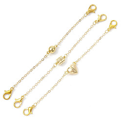 Золотой 3шт 3 стили латунные магнитные застежки, с концевыми цепями и карабинами из цинкового сплава, золотые, 115~118 мм