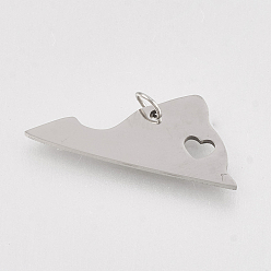 Edelstahl Farbe Anlaufgeschützt 201 Anhänger aus Edelstahl, karte von virginia, Edelstahl Farbe, 10x24x1 mm, Bohrung: 3 mm