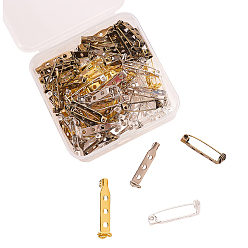 (52) Непрозрачная лаванда 100шт 4 цвета железа брошь выводы, назад бар контакты, с 3 отверстия, разноцветные, 27x5x7 мм, отверстие : 2 мм, 25 шт / цвет