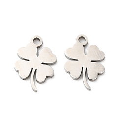 Нержавеющая Сталь Цвет Не тускнеющие 201 подвески из нержавеющей стали, лазерная резка, клевер очарование, цвет нержавеющей стали, 13x9x1 мм, отверстие : 1.4 мм
