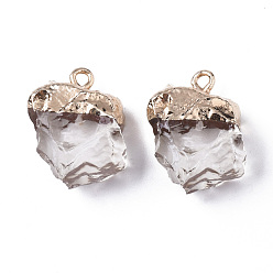 Прозрачный Подвески из смолы, с железной петлей с позолотой, самородки, прозрачные, 20~21x17x11~12 мм, отверстие : 1.8 мм