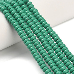 Зеленый Синтетических нитей бирюзовые бусы, рондель, окрашенные, зелёные, 4x2 мм, отверстие : 0.9 мм, около 160~162 шт / нитка, 14.96~15.16 дюйм (38~38.5 см)
