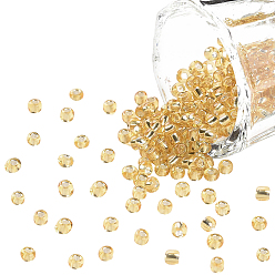 Pale Goldenrod 3000Pcs Glass Seed Beads, Silver Lined Round Hole, Round Small Beads, Pale Goldenrod, 3mm, Hole: 1mm
