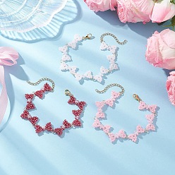 (52) Непрозрачная лаванда 3 шт. 3 цвета стеклянные бусины бантики браслеты для женщин, разноцветные, 7-7/8 дюйм (20 см), 1 шт / цвет