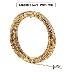 Oro Alambre de aluminio redondo, textura, oro, 12 calibre, 2 mm, aproximadamente 32.8 pies (10 m) / rollo
