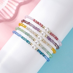 Смешанные камни Браслеты из натуральных и синтетических смешанных драгоценных камней и ракушек, а также стеклянных бусин для женщин, круглые, 7.20 дюйм (18.3 см)