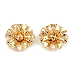 Настоящее золото 18K Шапочки и конусы для бусин, латунные, цветок, без никеля , реальный 18 k позолоченный, 14x5.5 мм, отверстие : 1 мм