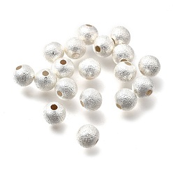 Посеребрённый Латунные бусины, долговечный, матовым круглым, без никеля , 925 серебро покрытием, 6x5.5 мм, отверстие : 1.6 мм