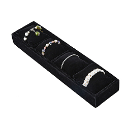 Черный Прямоугольник 4 сетки бархатный футляр для часов витрина, подставки для хранения наручных часов, чёрные, 8.3x34.1x4.77 см